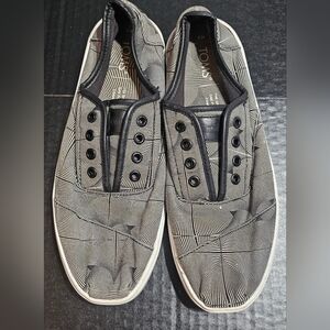 Toms Gray Cordones‎ Canvas Lace Up Shoes Sneaker Comfort Wear Mens 9 Abstract